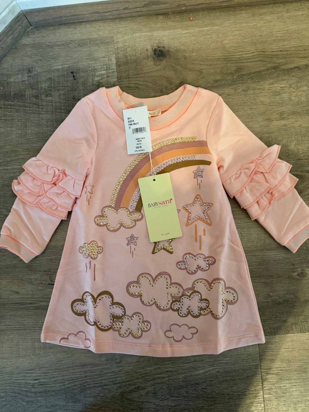 Baby Starters Pink Rainbow & Cloud Ruffle Dress